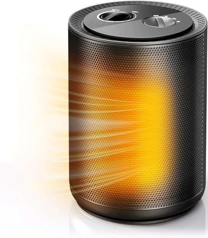 Small Portable Electric Heater for Bathrooms with Remote, Thermostat, 