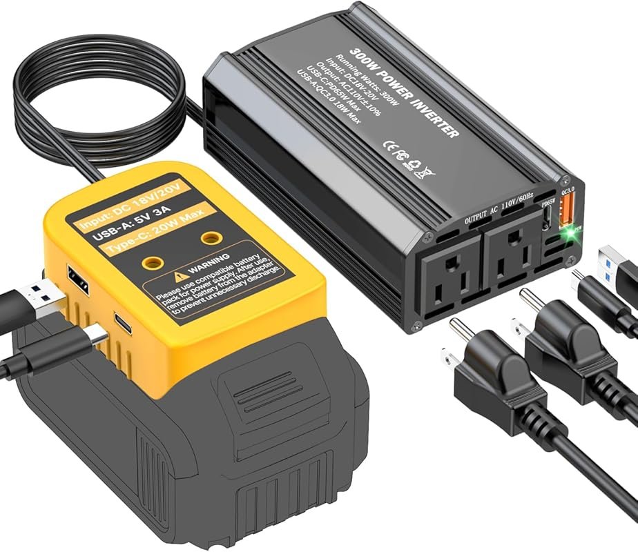 300W Portable Power Station for Dewalt 20V Batteries, Emergency, and S