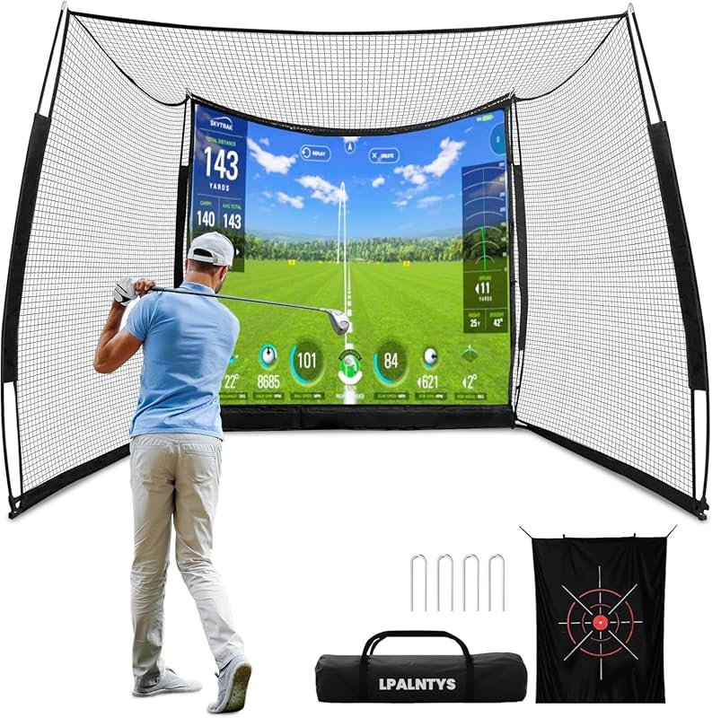 Portable Golf Simulator Enclosure: Net with Impact Screen for Home Ind