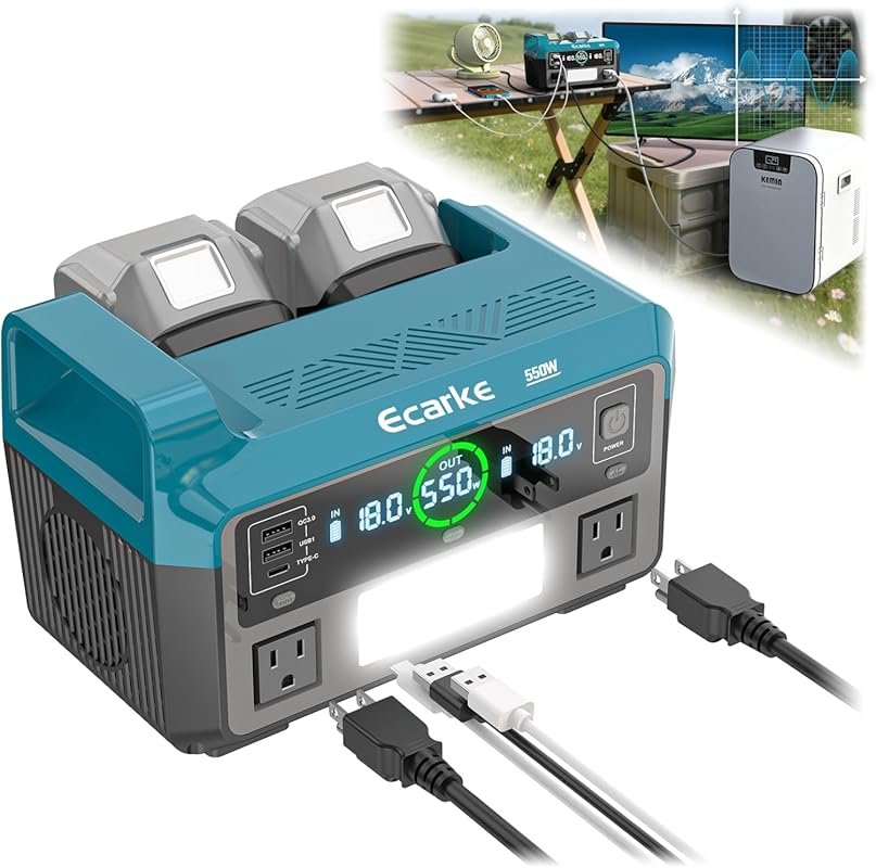550W Pure Sine Wave Portable Power Station for Makita 18V Batteries an