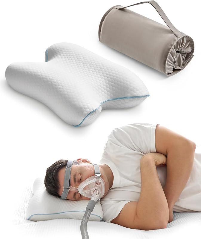 Elviros Portable CPAP Pillow for Side and Back Sleepers, Adjustable He