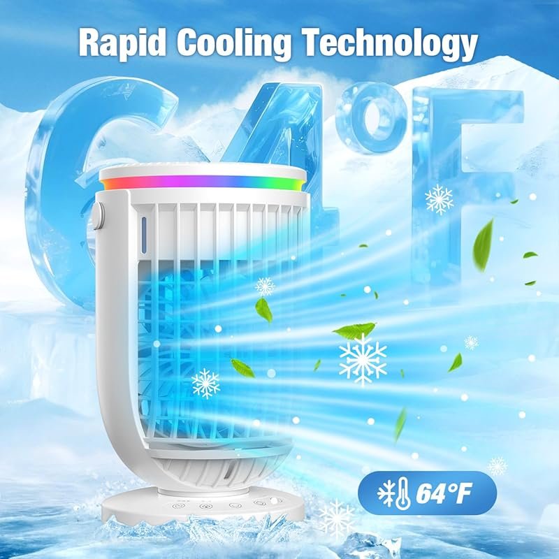 Personal Mini Portable AC with 1500ML Tank and Remote for Room or Offi