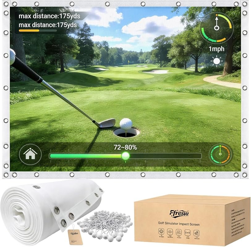 Portable Golf Simulator Impact Screen for Home Indoor Practice with 3-