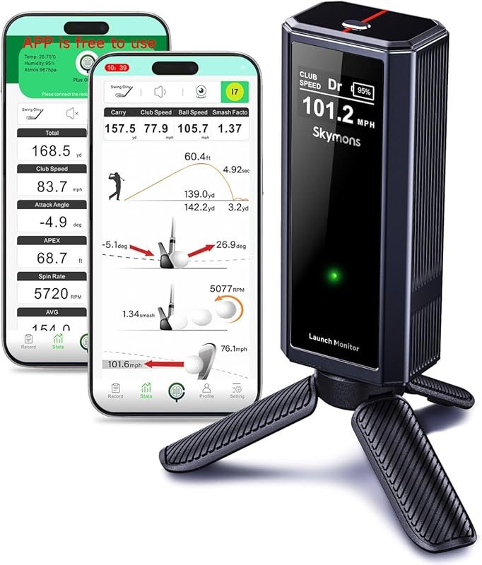 Pro X1 Plus Portable Golf Launch Monitor & Simulator for Home Use, 10-