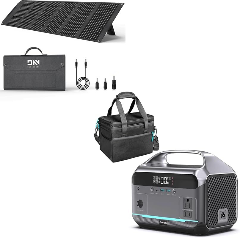 DaranEner 600W Portable Power Station with LiFePO4 Battery and Solar G